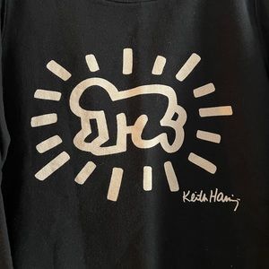 Sprz NY MoMA Uniqlo Keith Haring Sweatshirt Size Large Women Black Radiant Baby